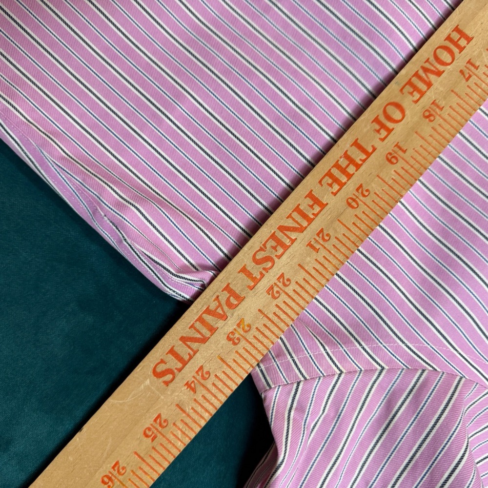 Brooks Brothers Mens Long Sleeve Dress Shirts Pink Stripe + White 16 1/2-2/3 - Picture 16 of 16
